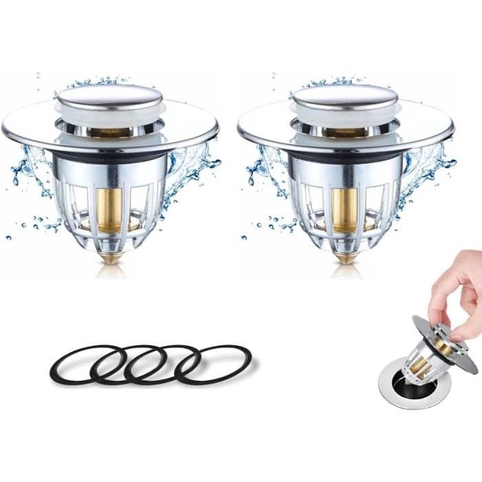 Bouchon Lavabo Salle De Bain Bonde Lavabo Universel Pop-up - 2 Pièces Avec Filtre Anti-cheveux - Laiton Anti-rouille - 34-40mm Bouchon évier Anti-bouchage