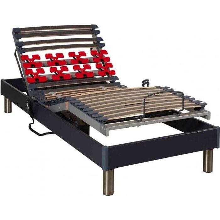 Sommier Electrique De Relaxation Anthracite A Plots 80x200 Achat Vente Sommier Cdiscount