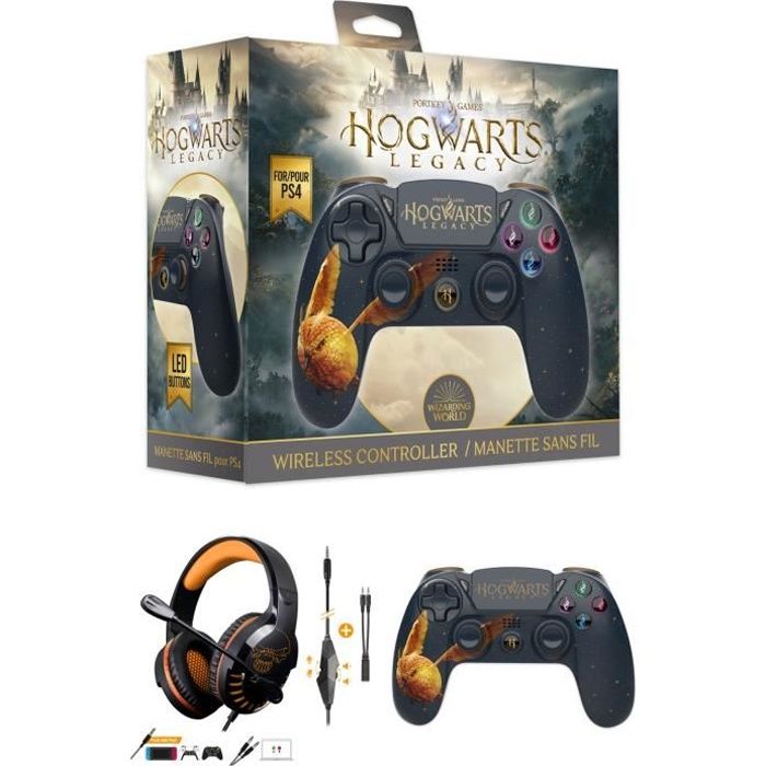 Manette PS4 Bluetooth Harry Potter Hogwarts Legacy Vivet Doré Lumineuse 3.5  JACK + Casque PRO-H3 Orange PS4-PS5 PLAYSTATION - Cdiscount Informatique