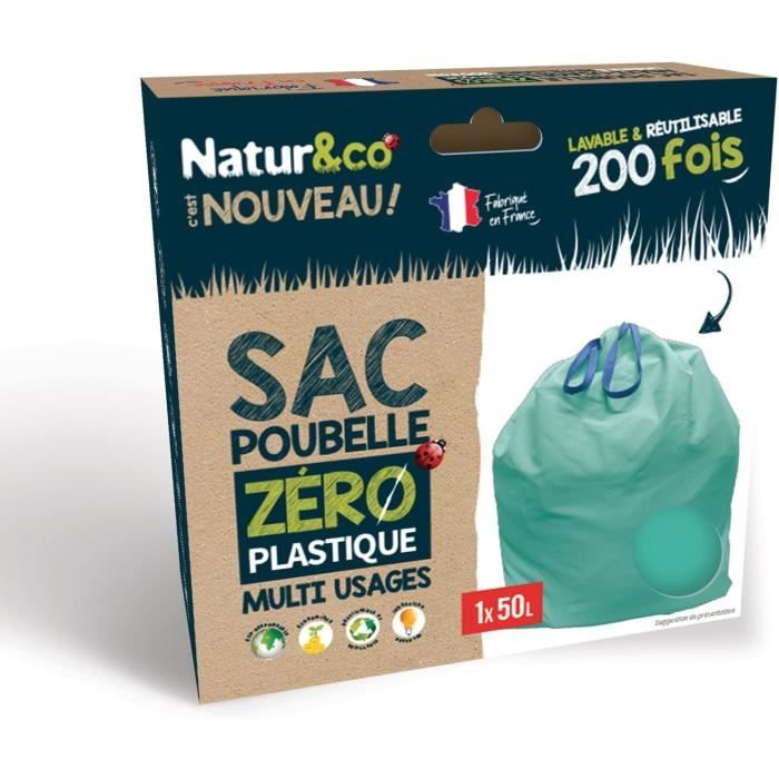 NATUR&CO Sac Poubelle Réutilisable 50L Multi Usages Zéro Plastique Ultra  Résistant, Anti odeurs, Anti bactérien, A Liens[S185] - Cdiscount Au  quotidien