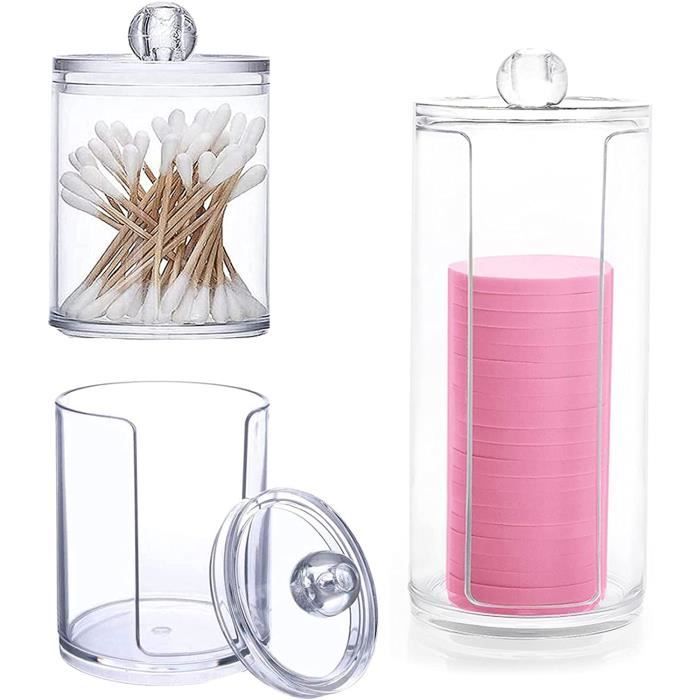 Distributeur Coton Tige Acrylique - Lot De 3 Boîtes Rangement Pour Salle De Bain