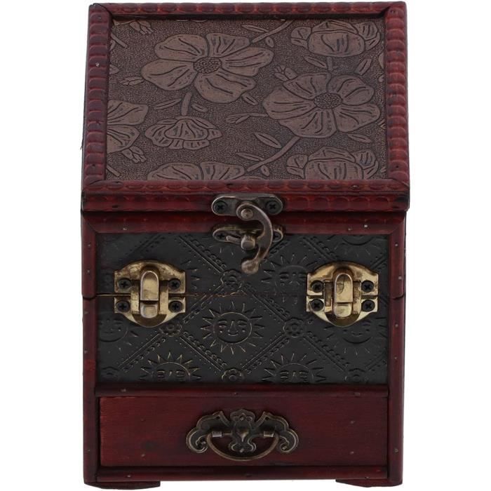 Boîte de rangement vintage en bois de grande taille pour livres et bijoux, boîte de rangement décorative au trésor, style antique pour fêtes d' anniversaire, décoration de mariage (style chinois