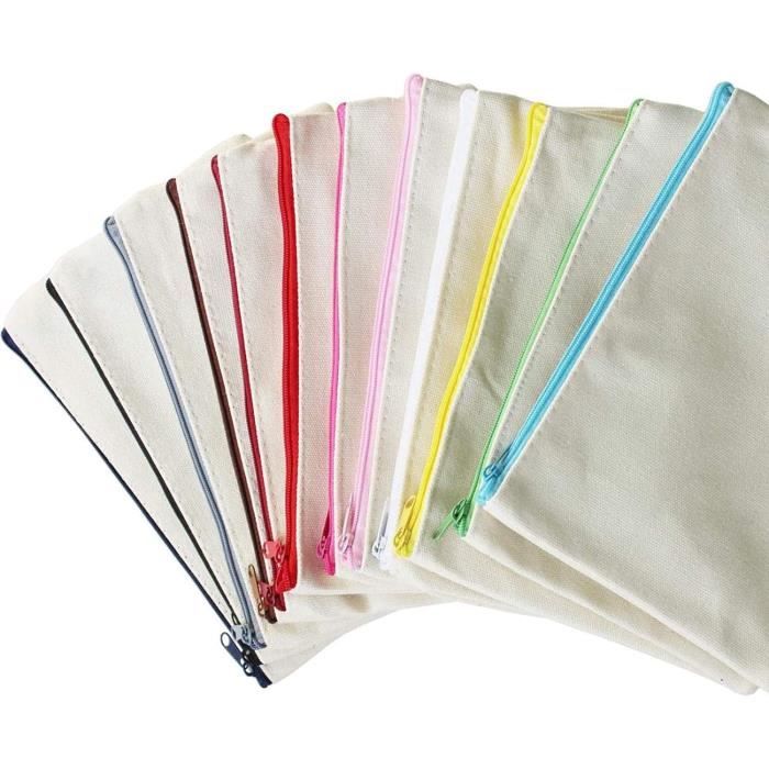 Toile Pochette à Glissière 4 Set Sacs Crayon Boîte Stockage Poche pour