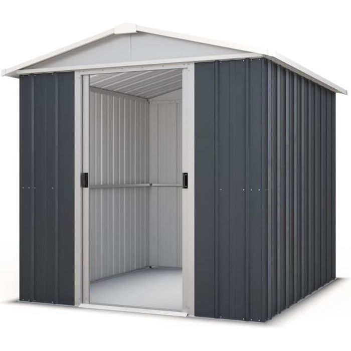 Abri de jardin métal anthracite Yardmaster 2,3 m2 - TRIGANO - Portes coulissantes - Kit d'ancrage inclus