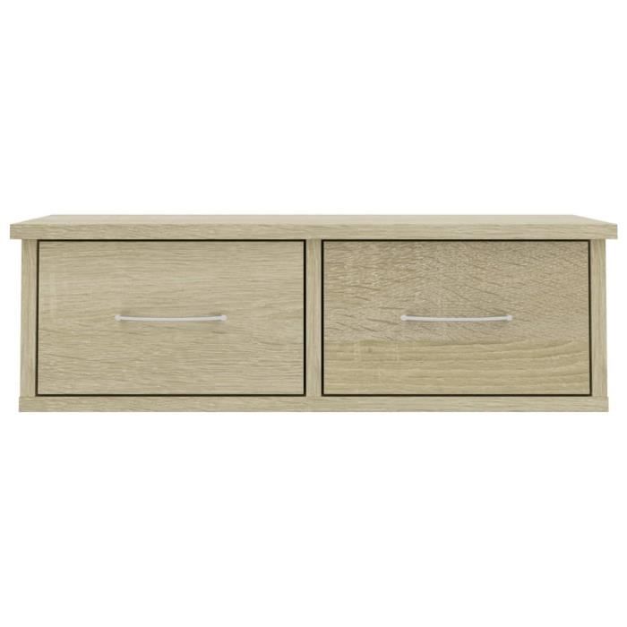 kithwjll Étagère murale avec tiroirs, en bois de chêne fumé, 60 x 26,5 x 15 cm, étagère flottante, pour salon, cuisine, avec espace de rangement et décoration murale décorative