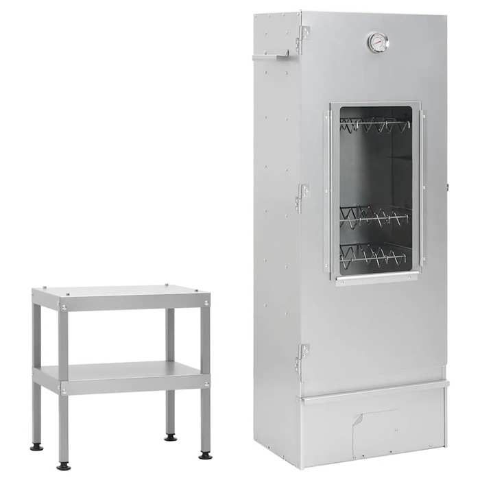 vidaXL Fumoir à four à barbecue avec table acier galvanisé 3187615
