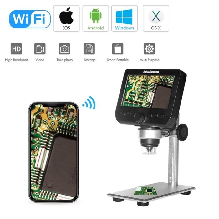 Microscope Numérique Portable 200x - Écran IPS 2 Pouces, 8 LED - Pour Enfants, Étudiants - Cadeau Éducatif