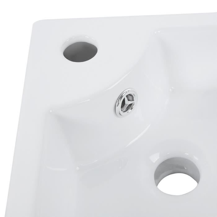 vidaXL Évier Triangulaire Céramique Blanc Toilette Lavabo de Salle Bain Vasque