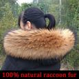 manteaux avec col en vraie fourrure pour homme et femme écharpe de luxe en raton laveur chaude et naturelle g 60cmX16cm -TO33815-1