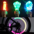 ACCESSOIRES VELO,001 Green--Bouchons de Valve de roue LED néon pour vélo, 2 pièces, lumière de voiture, accessoires de bicyclette,-1