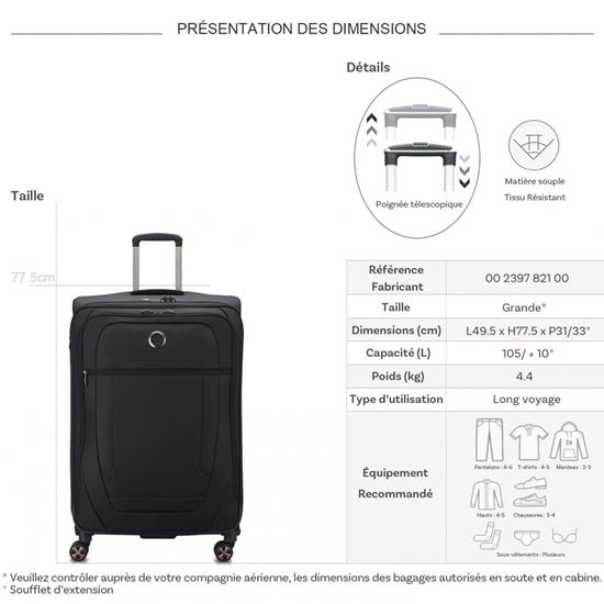 Sac à Vêtements Delsey Paris 45 Helium Deluxe – Nylon Couleur Luggage