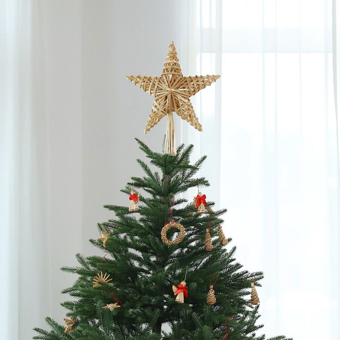Étoile De Sapin De Noël En Paille Naturelle – 30,5 X 20 Cm – Faite à La Main – Cimier Décoratif Pour Le Sommet Du Sapin - 7