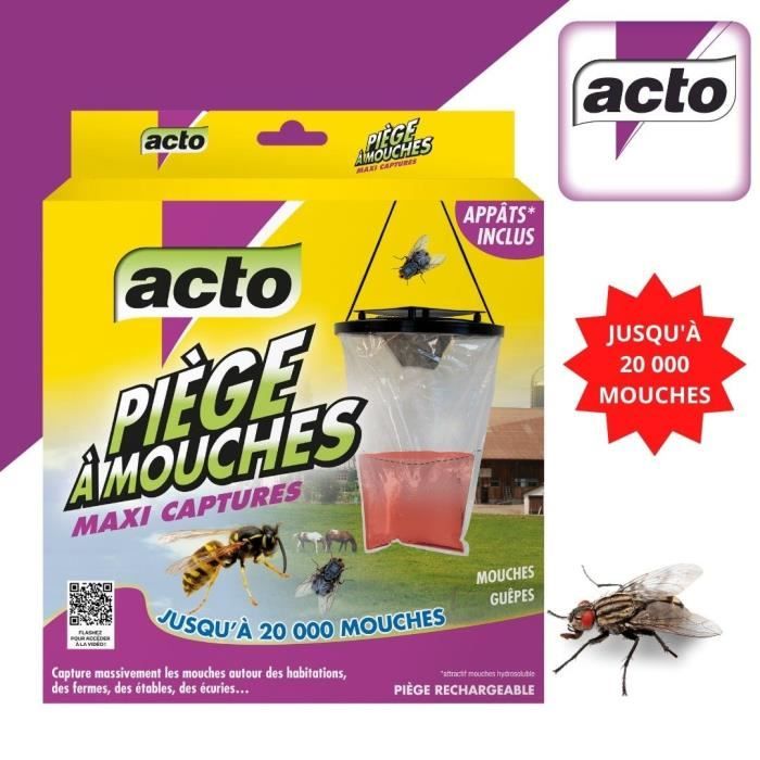 Piège à Mouches RedTop - Appât Non Toxique, Actif 12 Semaines, Capture Jusqu'à 20 000 Mouches