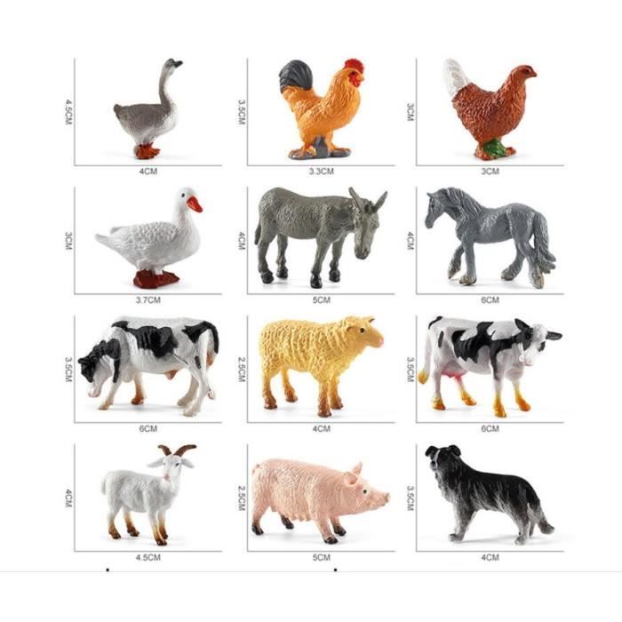 Gukasxi Lot de 16 figurines d'animaux de la ferme - Mini animaux