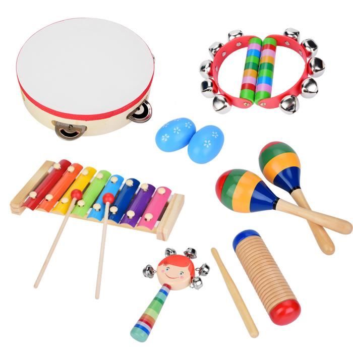 13 Pcs Instrument de musique enfant bois jouets musicaux pour