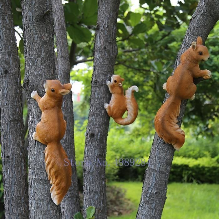 garden mile® Écureuil roux fantaisie pour jardin, décoration de jardin,  sculpture pour extérieur ou intérieur, idéale pour être accrochée à un arbre