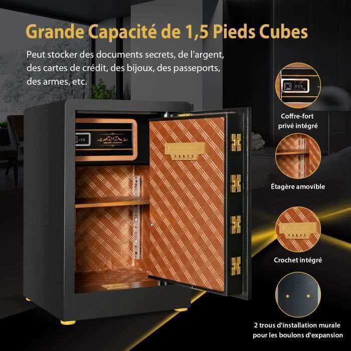 Coffre-fort De Dépôt 102 L électronique - Avec Fente Frontale, Clavier Numérique Et Clés - Pour Argent, Bijoux, Documents