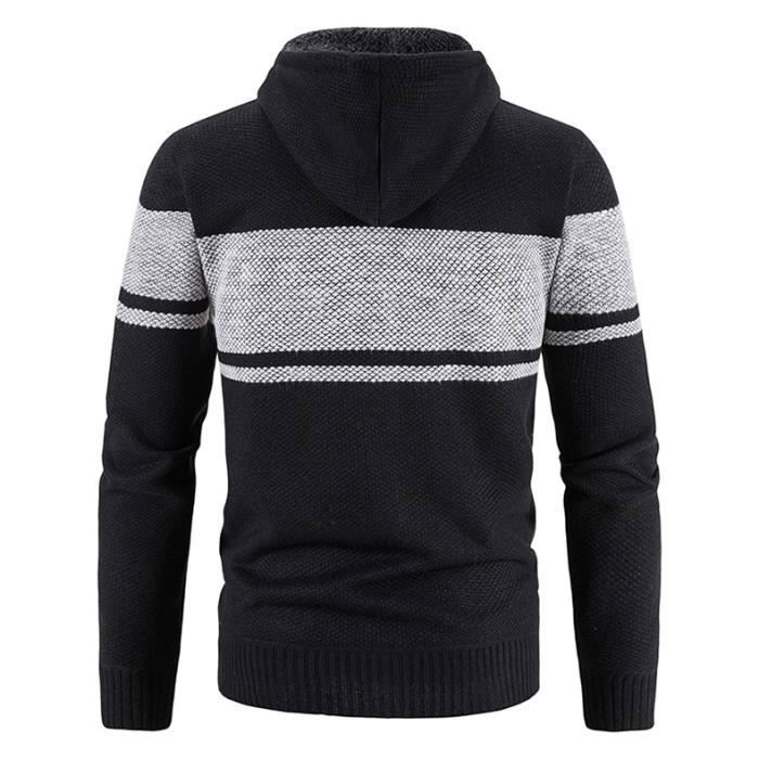 Cardigan Homme Chaud Doublé Polaire - Pull Zip Col Capuche Automne Hiver Jinsha - 8