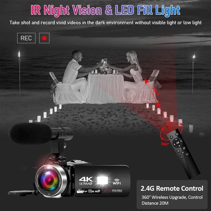 Caméscope Vidéo 2,7 K 42 MP Zoom Numérique 18X Écran LCD 3,0" Caméra