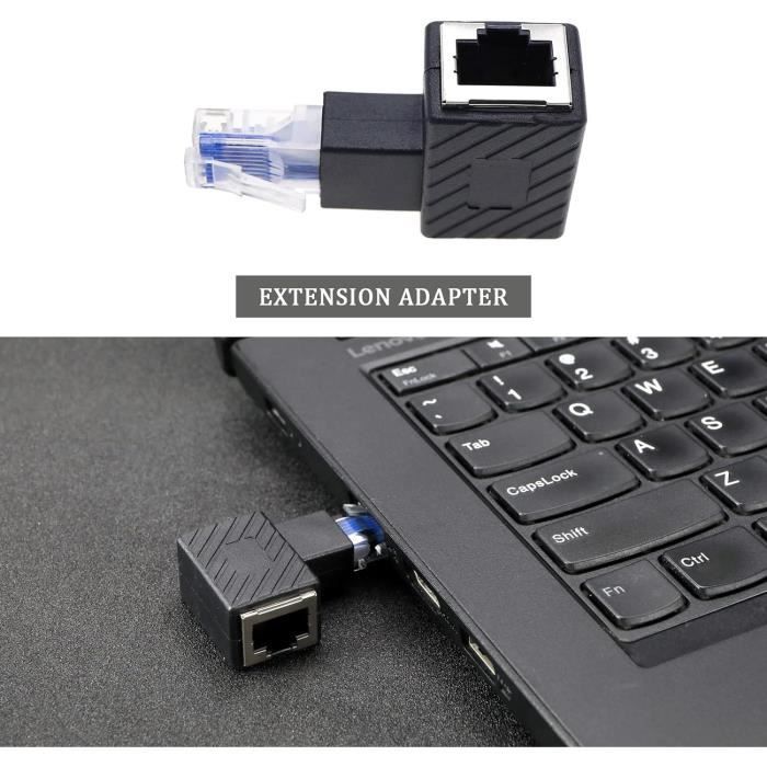 2Pcs Rj45 Adaptateur Ethernet 90 Degrés Rj45 Mâle À Rj45 Adaptateur ...