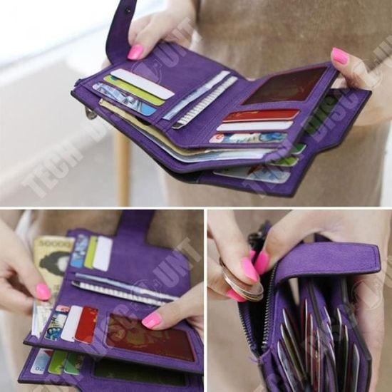 Petit Porte-monnaie En Cuir Beige Multi-poches - Léger, Pratique Pour Cartes Et Pièces