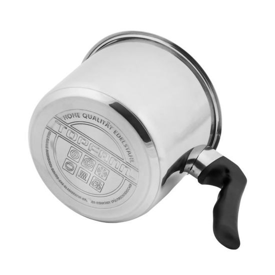 Casserole à Lait En Inox 1,25 L Avec Couvercle Verre - Compatible Induction, Tous Feux, 14,5x10 Cm