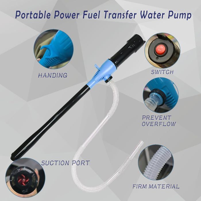 Pompe Submersible à Batterie 21V - Débit 40-60 L/min - Pour Eau, Diesel, Huile - Portable Avec Câble 2,4 M - 5