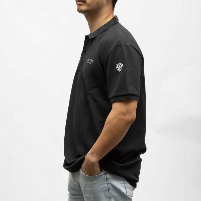 Polo tidji texturé avec logo et écusson épaule Homme KAPORAL GRIS FONCE ...