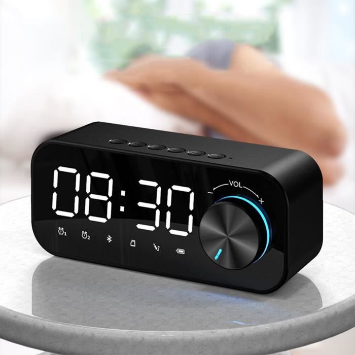Réveil numérique avec haut-parleur Bluetooth stéréo 3W et grand écran LED