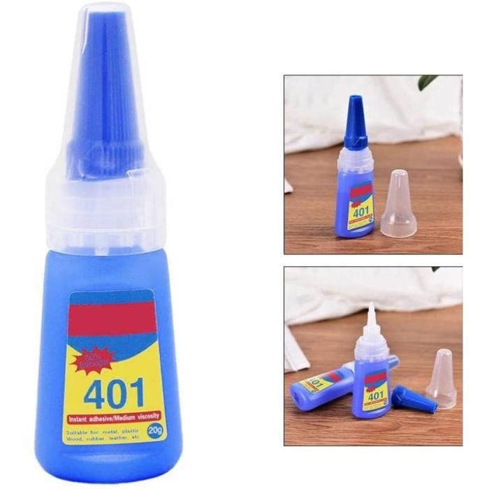 Colle Super Glue liquide 401 multi-usage instantane transparent a sec pour  le collage de materiaux poreux Bois Papier Cuir Tissu,324
