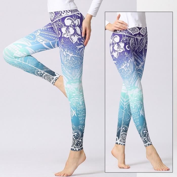 Legging de sport pour femmes FRERDE taille haute imprime fleuri pour yoga et running