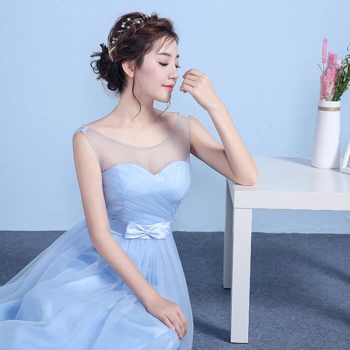 Rose 34 robes de demoiselle d honneur modeles 2020 nouveaux ete une epaule coreen bretelles bleu graduation robes personna Bleu Cdiscount Pret a Porter