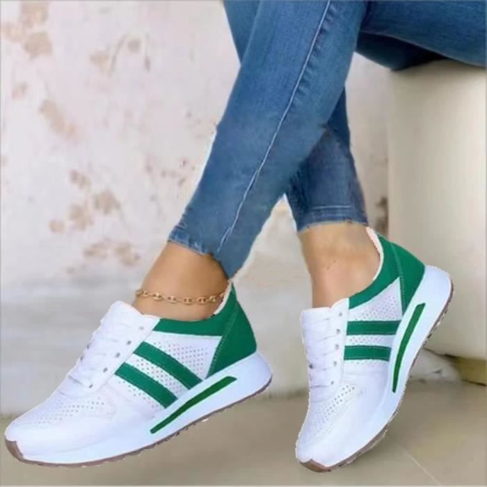Baskets à plateforme pour femmes, chaussures de sport en maille