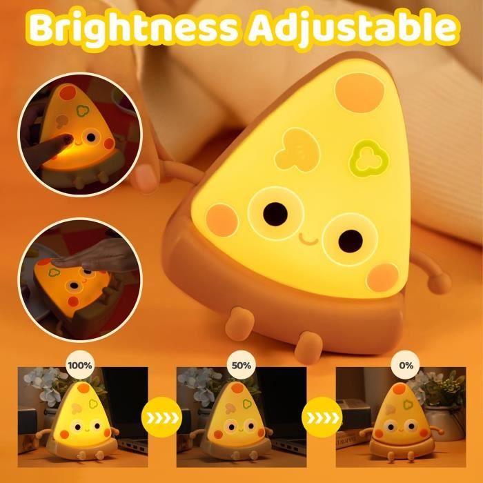 Veilleuse éléphant En Silicone Rechargeable - Lumière Variable, Minuteur 30 Min, Orange Sur La Tête - 4