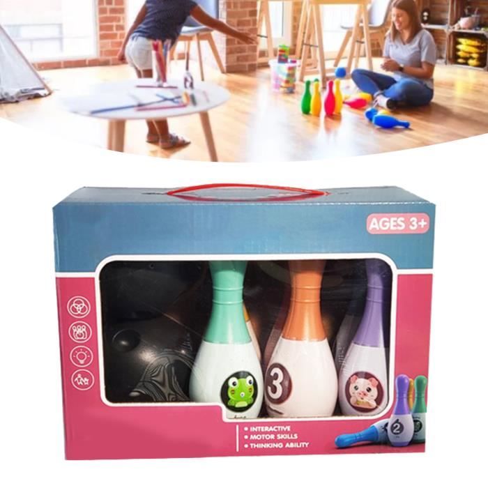 BS Toys Bowling En Bois – 10 Quilles + 2 Boules, Intérieur/extérieur, Dès 4 Ans, Jeu D'adresse Classique Rouge Et Blanc