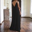 Robe D'Été Grande Taille Pour Femme Longue Sans Manches À Col En V Et De Plage Noir-3