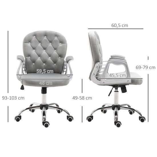 Fauteuil Chaise De Bureau Style Contemporain Capitonne Boutons Strass Hauteur Reglable Pivotant 360 Tissu Velours Gris Clair Achat Vente Chaise De Bureau Soldes Sur Cdiscount Des Le 20 Janvier Cdiscount