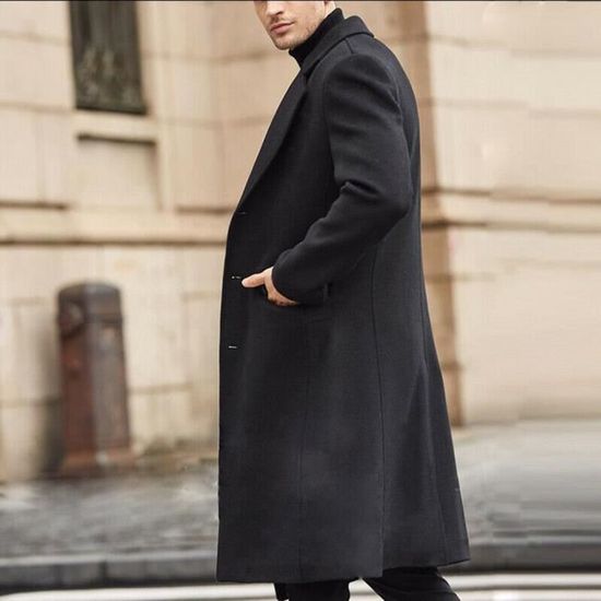 Manteau homme Manteau long de couleur unie de style britannique