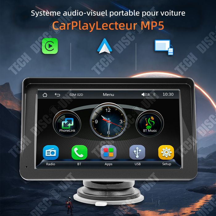 GPS Voiture, Navigation Auto 7 Pouces Écran Tactile Multi-Languages