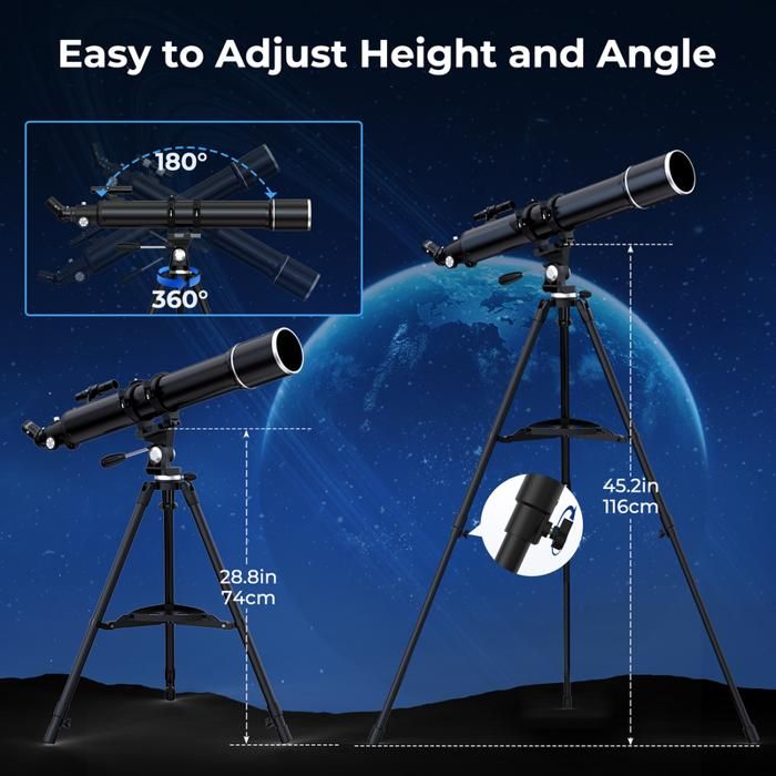 Télescope Astronomique 70mm 700mm Avec Adaptateur Téléphone - Idéal Débutants Et Enfants