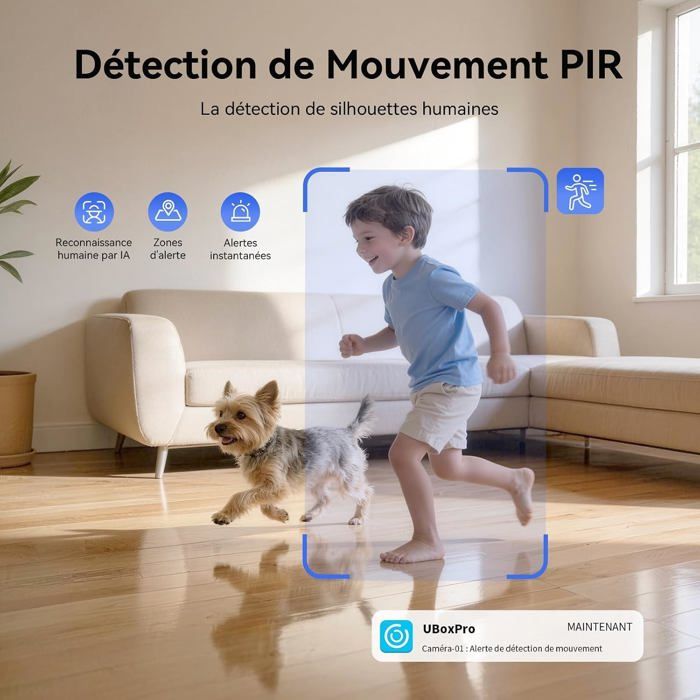 Caméra de surveillance intérieure WiFi - UNDERSCORE - QB204 - Batterie ...