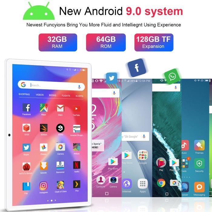 4G LTE Tablette Tactile Ordinateur portable 2 en 1 Ecran 10 Pouces-Doule  SIM/WiFi 4Go /64Go Android 9.0 8000mAh DUODUOGO P6