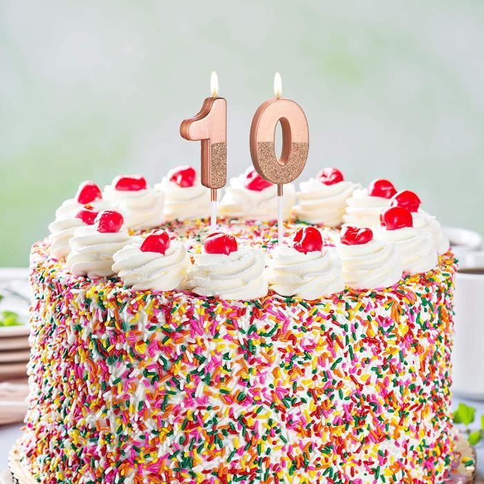 Bougies d'anniversaire 10 Ans Bougies Numéro Paillettes de Gâteau  Décoration de Gâteau pour 10ème Anniversaire pour Anniversa[L46] - Cdiscount  Maison