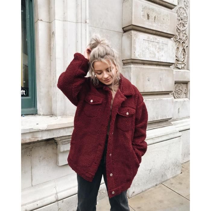 Manteau Fausse fourrure Teddy Coat 2019 automne hiver epais vetements d exterieur chauds femmes moelleux Shaggy veste Type brown Blanc Cdiscount Pret a Porter