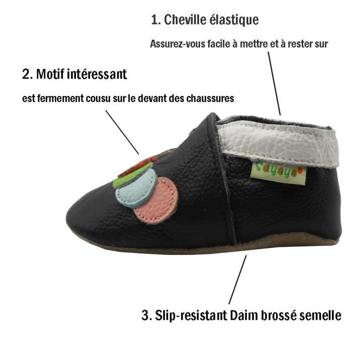 0 24 Mois Chaussons B b en Cuir Chaussures Premiers Pas Pour