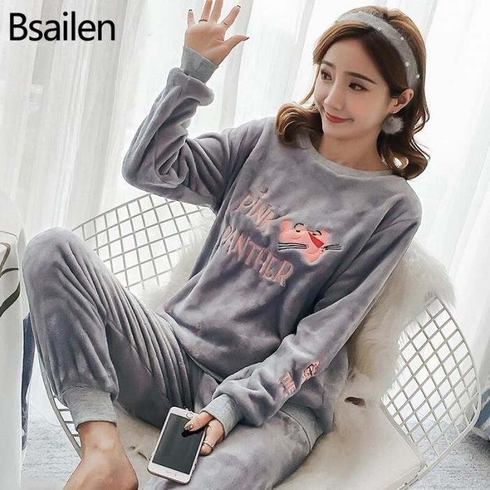 Pyjama Pyjama en molleton de corail pour femme ensemble de pyjama Anti froid et thermique en flanelle tenue chaude Wine Red C2 Blanc Cdiscount Pret a Porter