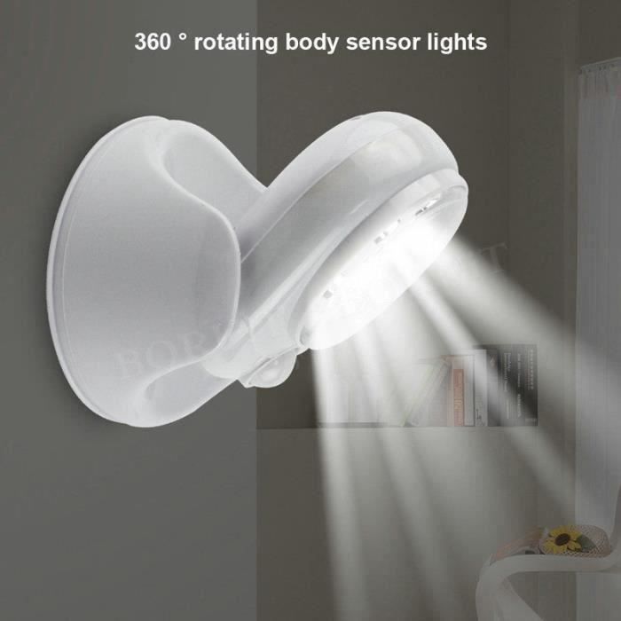 Lampe LED Lumière 360° Détecteur Mouvement tourne automatique Sans Fil  Capteur Patio Sécurité pour Jardin Mur couloir toilettes Lumi - Cdiscount  Maison