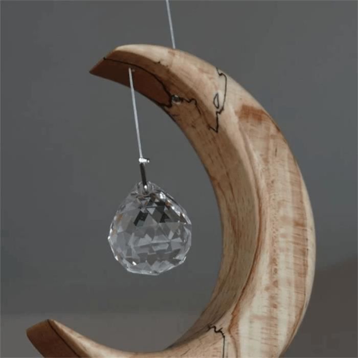 Ornement suspendu de lune en bois, avec pendentif boule de cristal,  décoration d'art de fenêtre, pour salon à la maison - Cdiscount Maison