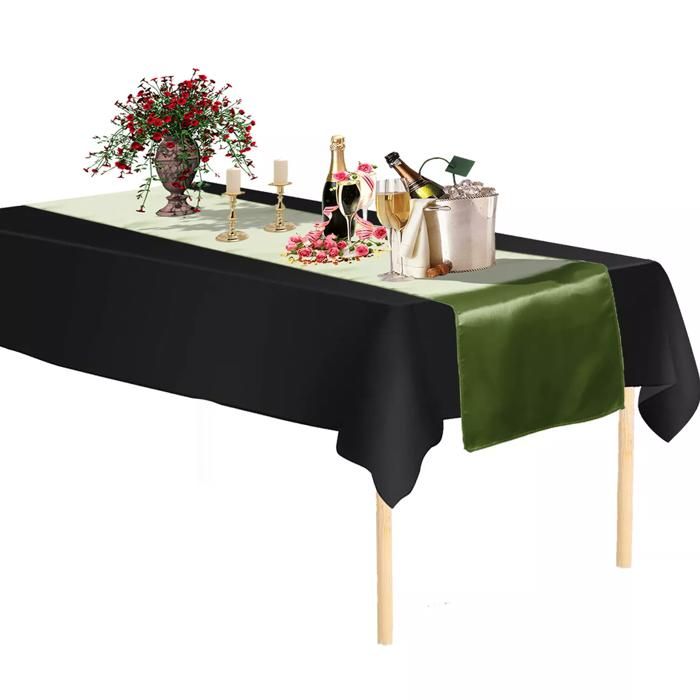 Ruisita Nappe De Fête En Satin, 147 X 259 Cm, Nappe Rectangulaire En Soie Vive, Nappe En Tissu Lisse, Décoration De Table Pour Mariage, Banquet, Décoration De Table, Rose Clair