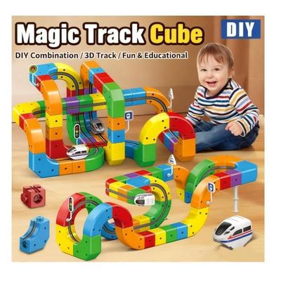 Circuit Train Électrique Magnétique 156PCS - Piste Flexible Antigravité Pour Enfants 3-8 Ans